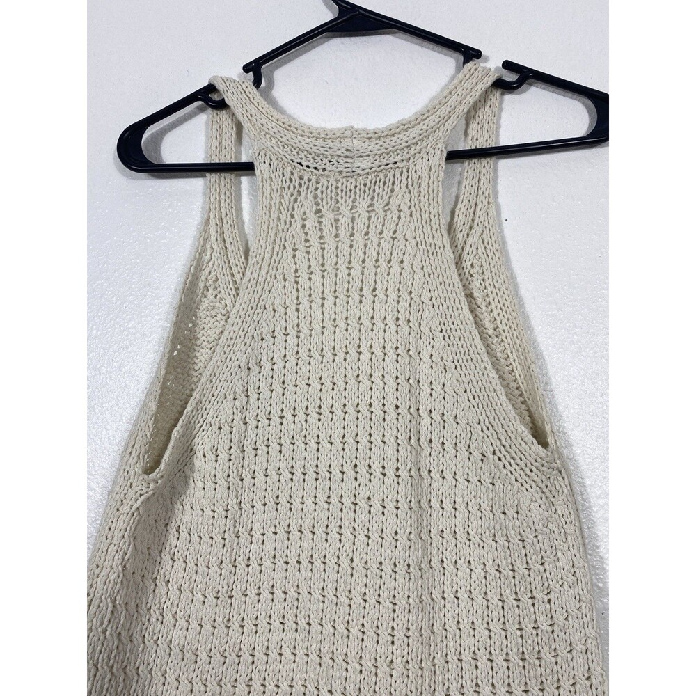 Anthropologie Moth Sweater Tank Women S Cream High Neck Racerback High-Low ** - Picture 7 of 15